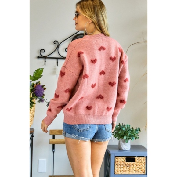 SOLD OUT Red Heart Valentines Day Knit Long Sleeve Pullover Womens Sweater - Picture 10 of 10